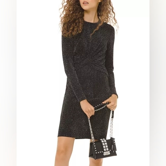 MICHAEL Michael Kors Metallic Twist-Front Mini Dress Size M Party Going out - Picture 1 of 10